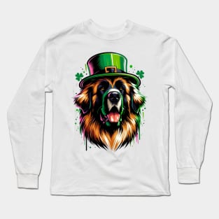 Leonberger Portrait in Saint Patrick's Day Style Long Sleeve T-Shirt